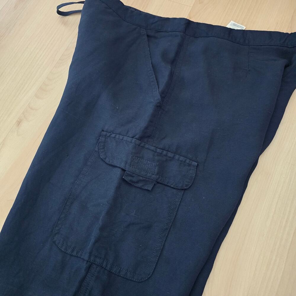 Armani Jeans Viscose Linen Blend Cargo Pants Navy Made in Italy Size US 10 - Picture 4 of 12